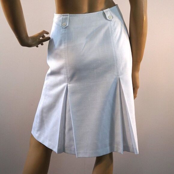 VIA CONDOTTI Vintage Career Skirt Womens Size 4 Classy White Knee Length Pleated - Picture 8 of 10